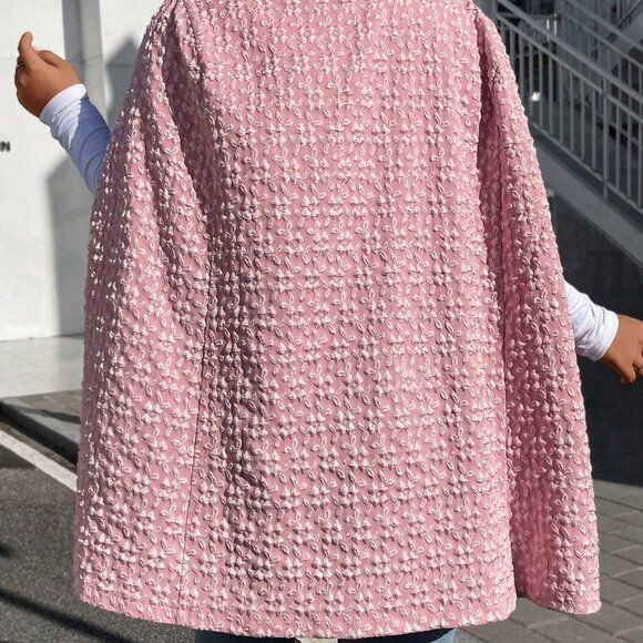 Pink Preppy Womens Open Front Cape Coat - Picture 4 of 5